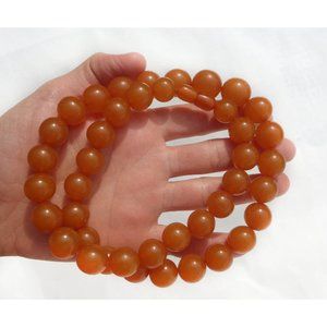 VINTAGE 1960s Butterscotch/ Egg Yolk Baltic Amber Necklace, Round Beads 13-17mm